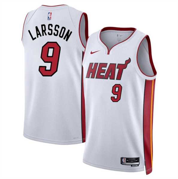 Men%27s Miami Heat #9 Pelle Larsson White 2024 Draft Association Edition Stitched Basketball Jersey Dzhi->milwaukee bucks->NBA Jersey